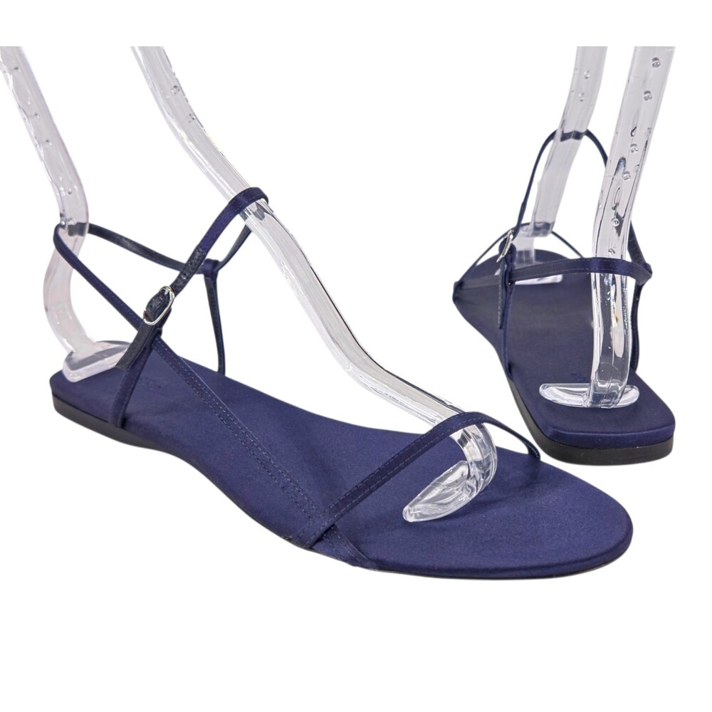 The Row Bare Flat Sandals US 9 EU 39 Womens Midnight Blue Satin $850